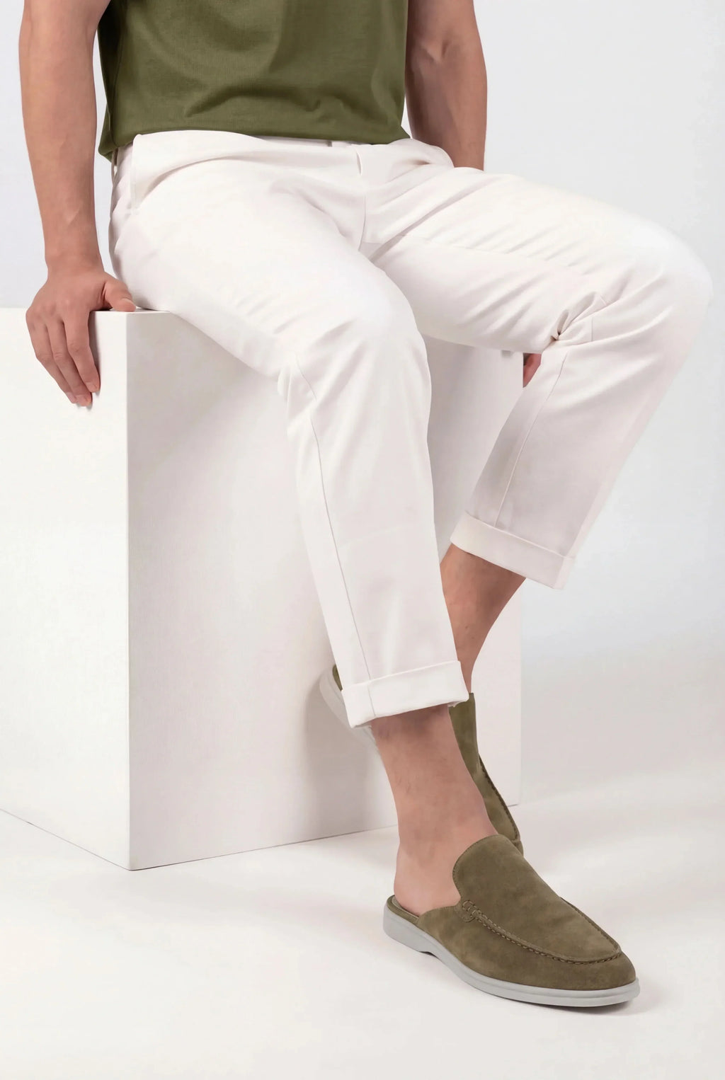 Olive Suède Mocasines